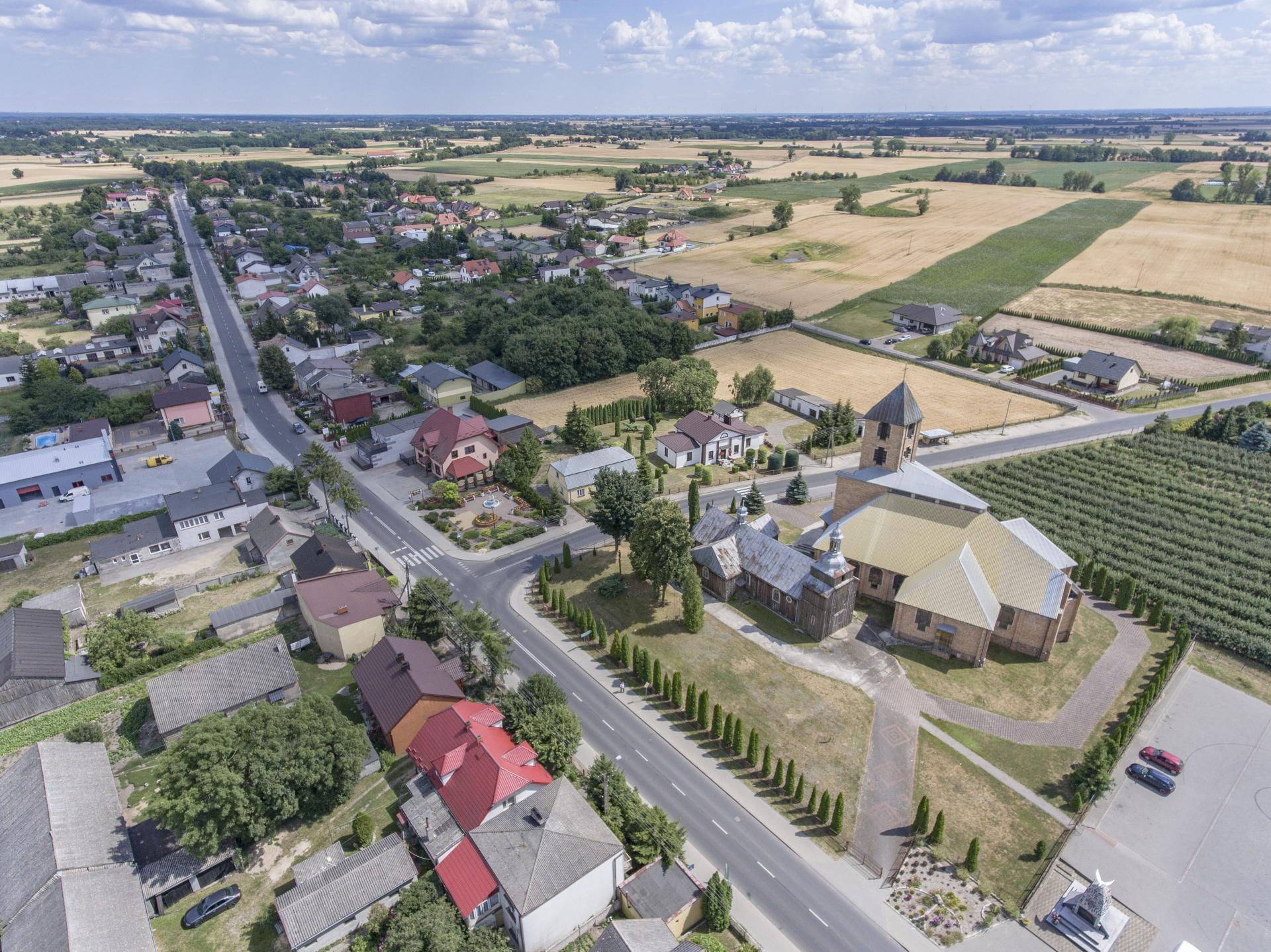 Widok z drona miejscowości Wielgie 